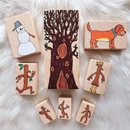 Stickman family story blocks