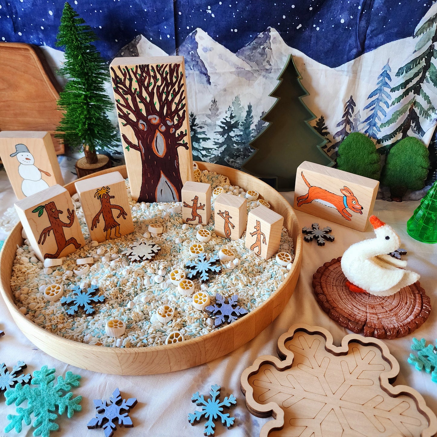 Stickman family story blocks