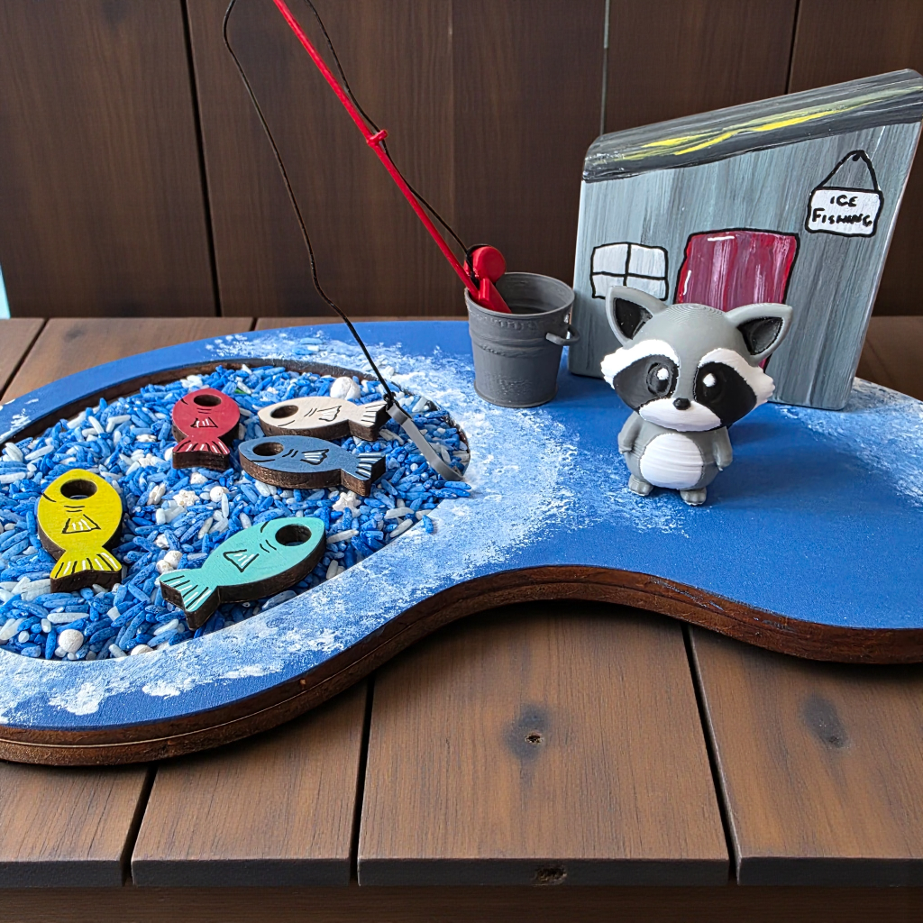 Ice Fishing With Raccoon Mini Kit